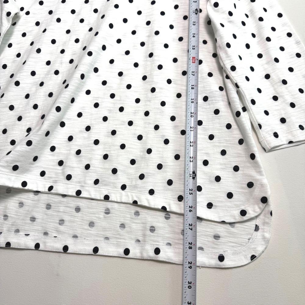 Chicos Polka Dot Slub Knit Top Womens 3 XL White Black 3/4 Sleeve Scoop Neck - Picture 5 of 6